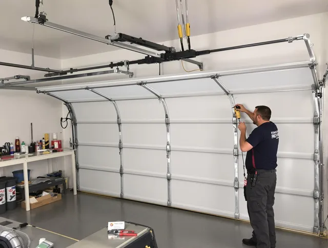 Rock Hill Garage Door Repair certified technician performing overhead door system repair in Rock Hill
