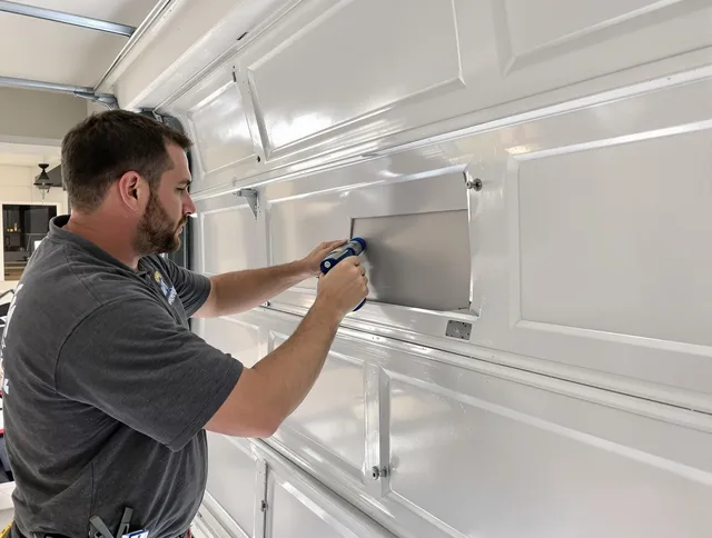 Garage door panel repair by Rock Hill Garage Door Repair in Rock Hill